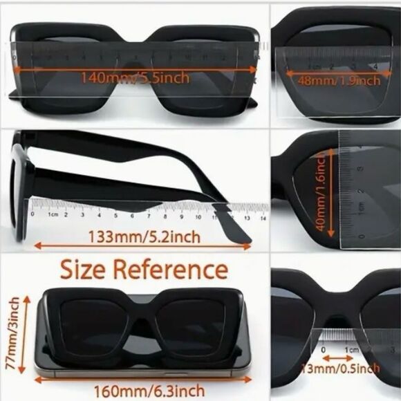 Large Rectangle Cat Eye Sunglasses 3 Piece Set - Picture 6 of 6